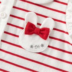 Dave&Bella Toddler Girls Summer Red/Blue Fashion Striped Breathable Cotton Polos