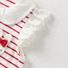 Dave&Bella Toddler Girls Summer Red/Blue Fashion Striped Breathable Cotton Polos