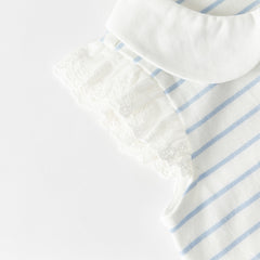 Dave&Bella Toddler Girls Summer Red/Blue Fashion Striped Breathable Cotton Polos