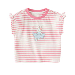Dave&Bella Toddler Girls Summer Stylish Striped Sleeveless Soft Cotton T-shirts