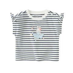 Dave&Bella Toddler Girls Summer Stylish Striped Sleeveless Soft Cotton T-shirts