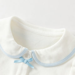 Dave&Bella Toddler Girls Summer White Doll Collar College Plaid Skirt Suits