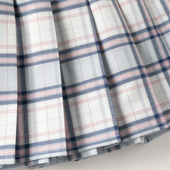 Dave&Bella Toddler Girls Summer White Doll Collar College Plaid Skirt Suits