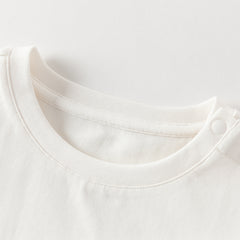 Dave&Bella Summer Toddler Girls Beige Bubble Sleeve Print Soft T-shirts