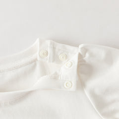 Dave&Bella Summer Toddler Girls Beige Bubble Sleeve Print Soft T-shirts