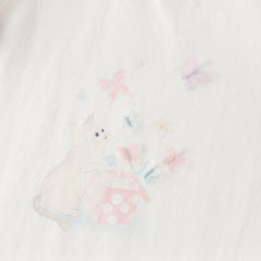 Dave&Bella Summer Toddler Girls Beige Bubble Sleeve Print Soft T-shirts