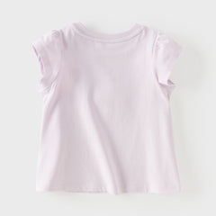 Dave&Bella Summer Toddler Girls Cute Purple/White Breathable Cotton Daily T-shirts