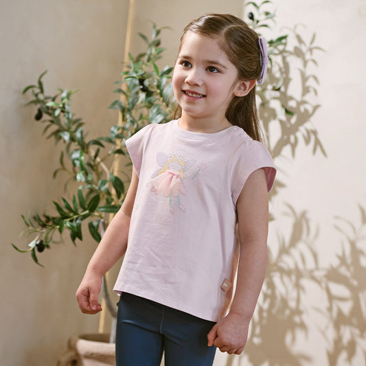 Dave&Bella Summer Toddler Girls Cute Purple/White Breathable Cotton Daily T-shirts