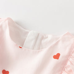 Dave&Bella Toddler Girls Summer Sweet Pink Love Print Sleeveless Comfortable A-line Dress