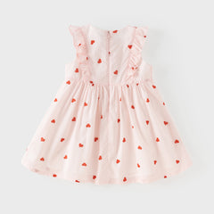 Dave&Bella Toddler Girls Summer Sweet Pink Love Print Sleeveless Comfortable A-line Dress