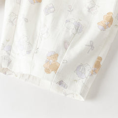 Dave&Bella Toddler Girls Summer Beige Print Cute Doll Collar Soft Comfortable Pajamas