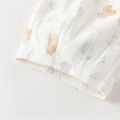 Dave&Bella Toddler Girls Summer Beige Print Cute Doll Collar Soft Comfortable Pajamas