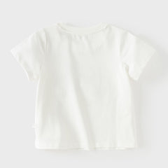 Dave&Bella Summer Toddler Girls White Cute print Comfortable Daily T-shirts