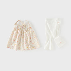 Dave&Bella Summer Toddler Girls Floral Print Daily Design Soft Sweet Top Shorts Sets