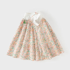 Dave&Bella Summer Toddler Girls Floral Print Cotton T-shirt Slip Dress Two-piece Dress