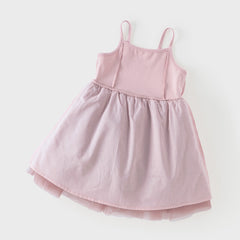 Dave&Bella Summer Toddler Girls Pink/Green Elegant Soft Mesh Spaghetti Strap Dress