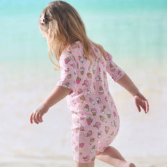 Dave&Bella Summer Toddler Girls/Boys Cute Print Pink/Blue Outdoor One-piece Swimwear