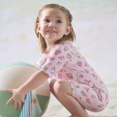 Dave&Bella Summer Toddler Girls/Boys Cute Print Pink/Blue Outdoor One-piece Swimwear