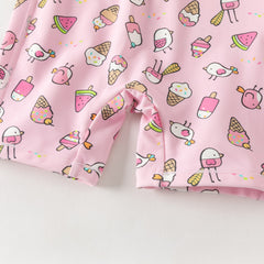 Dave&Bella Summer Toddler Girls/Boys Cute Print Pink/Blue Outdoor One-piece Swimwear