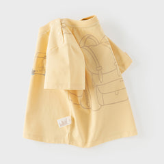Dave&Bella Summer Toddler Boys Yellow Desgin Print Comfortable Casual T-shirts