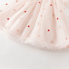 Dave&Bella Toddler Girls Summer Cute Pink Love Print Lightweight Mesh Dress(wallet bag)