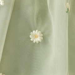 Dave&Bella Summer Toddler Girls Green Flower Embroidery Mesh Spaghetti Strap Dress