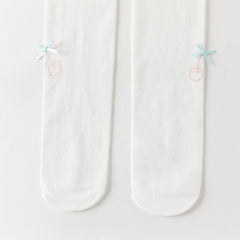 Dave&Bella Kids Girls Summer White Bow Slim Stretchable Footed Tights Leggings