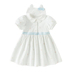 Dave&Bella Toddler Girls Summer Stylish Striped Navy Collar A-line Comfortable Dress