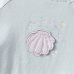Dave&Bella Summer Toddler Girls Blue Short Sleeve Stylish Soft Embroidery T-shirts