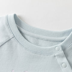 Dave&Bella Summer Toddler Girls Blue Short Sleeve Stylish Soft Embroidery T-shirts