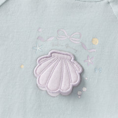 Dave&Bella Summer Toddler Girls Blue Short Sleeve Stylish Soft Embroidery T-shirts
