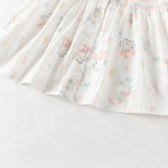 Dave&Bella Summer Toddler Girls Cute Sea World Print White Doll Collar Soft Cotton Shirts