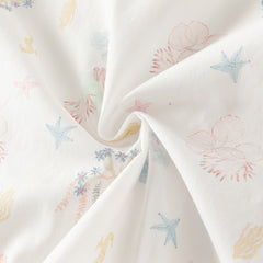 Dave&Bella Summer Toddler Girls Cute Sea World Print White Doll Collar Soft Cotton Shirts