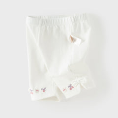 Dave&Bella Toddler Girls Summer Multi-color Cute Embroidery Comfortable Straight-leg Pants