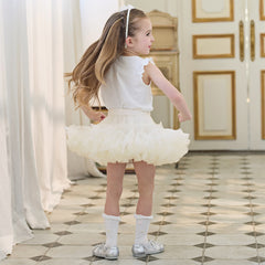 Dave&Bella Toddler Girls Summer Cute Pink/Beige High Waist Flared Mini Tutu Mesh Skirts