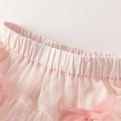 Dave&Bella Toddler Girls Summer Cute Pink/Beige High Waist Flared Mini Tutu Mesh Skirts