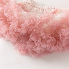Dave&Bella Toddler Girls Summer Cute Pink/Beige High Waist Flared Mini Tutu Mesh Skirts