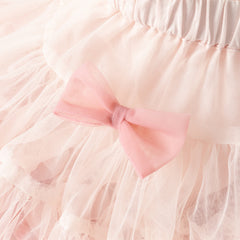 Dave&Bella Toddler Girls Summer Cute Pink/Beige High Waist Flared Mini Tutu Mesh Skirts