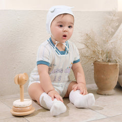 Dave&Bella Summer Baby Boys Short Sleeve Comfortable Print Soft Rompers