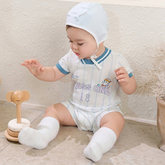 Dave&Bella Summer Baby Boys Short Sleeve Comfortable Print Soft Rompers