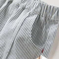 Dave&Bella Summer Toddler Boys Blue White Striped Casual Comfortable Stretchable Pants