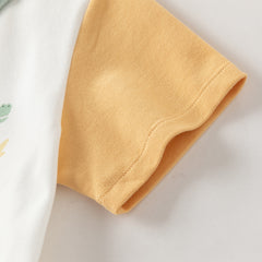 Dave&Bella Summer Toddler Boys Casual White Polo Collar Stretchable Top Shorts Sets