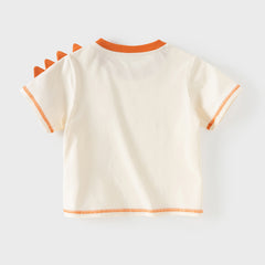 Dave&Bella Toddler Boys Summer Dinosaur-style Orange/Green Soft Cotton Casual T-shirts
