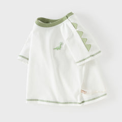 Dave&Bella Toddler Boys Summer Dinosaur-style Orange/Green Soft Cotton Casual T-shirts