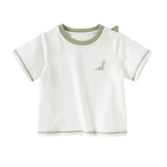 Dave&Bella Toddler Boys Summer Dinosaur-style Orange/Green Soft Cotton Casual T-shirts