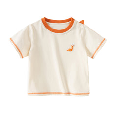 Dave&Bella Toddler Boys Summer Dinosaur-style Orange/Green Soft Cotton Casual T-shirts