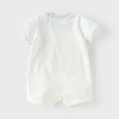 Dave&Bella Baby Girls/Boys Summer Pink/Blue Cute Animal Print Breathable Cotton Rompers