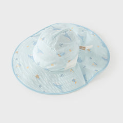 Dave&Bella Toddler Girls/Boys Summer Beige/Light Blue Print Comfortable Sunscreen Hats