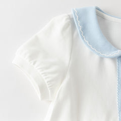 Dave&Bella Summer Toddler Girls White Soft Stretchable A-line Preppy Polo Dress