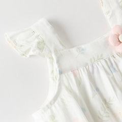 Dave&Bella Summer Baby Girls White Print Cotton Breathable Comfortable Tank Romper